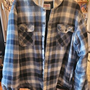 Wrangler Flannel  Plaid Lined Hoodie Shirt Jacket, XXL